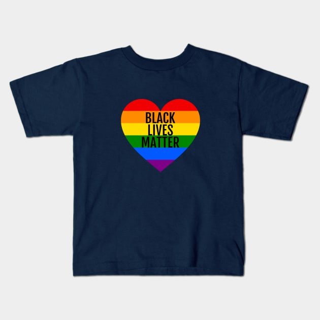 Black lives matter, LGBT rainbow heart Kids T-Shirt by beakraus